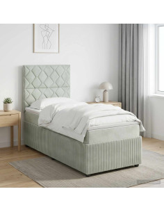 Letto box spring con materasso Grigio Chiaro 80 x 200 cm