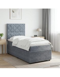 Letto box spring con materasso Grigio Scuro 80 x 200 cm Velluto