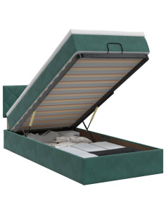 Letto ottomano con materasso Verde Scuro 80 x 200 cm Velluto
