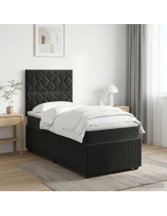 Letto box spring con materasso Nero 80 x 200 cm Velluto