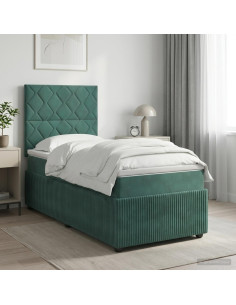 Letto box spring con materasso Verde Scuro 80 x 200 cm Velluto