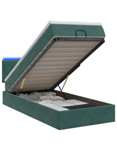 Letto Ottomano con Materasso e LED Verde Scuro 80 x 200 cm