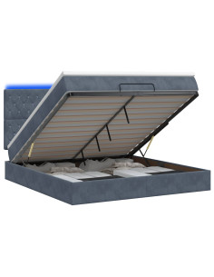 Letto Ottomano con Materasso e LED Grigio Scuro 140 x 190 cm