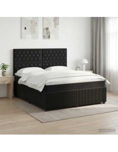 Letto box spring con materasso Nero 160 x 200 cm Velluto