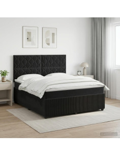 Letto box spring con materasso Nero 160 x 200 cm Velluto