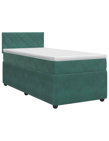 Letto box spring con materasso Verde Scuro 80 x 200 cm Velluto
