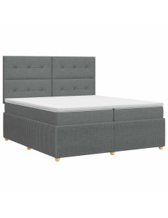 Letto box spring con materasso Grigio Scuro 200 x 200 cm 2