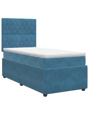 Letto box spring con materasso Blu 80 x 200 cm Velluto