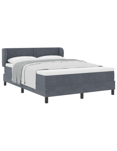 Letto a molle con testiera Grigio scuro 140 x 190 cm Velluto