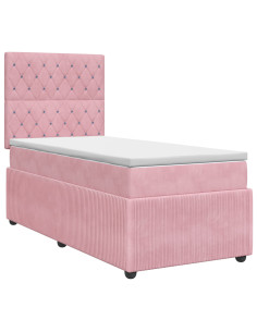 Letto box spring con materasso Rosa 80 x 200 cm Velluto 2