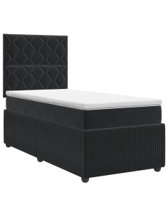 Letto box spring con materasso Nero 100 x 200 cm Velluto 2