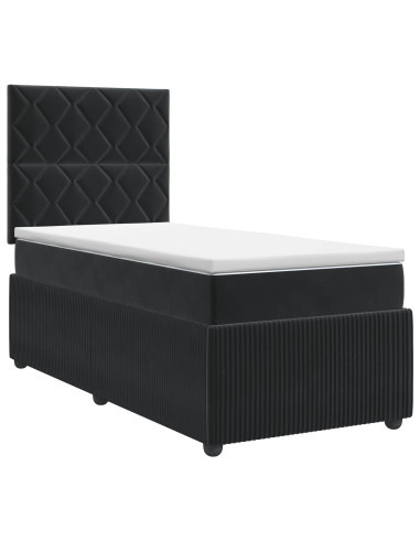 Letto box spring con materasso Nero 100 x 200 cm Velluto
