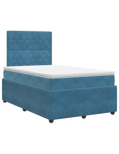 Letto box spring con materasso Blu 120 x 200 cm Velluto 2