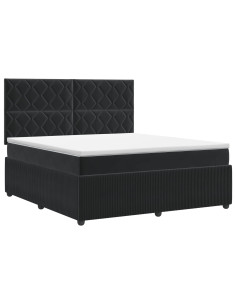 Letto box spring con materasso Nero 160 x 200 cm Velluto 2