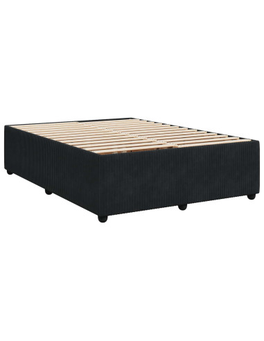 Letto box spring con materasso Nero 160 x 200 cm Velluto