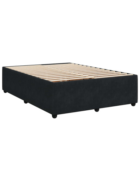 Letto box spring con materasso Nero 160 x 200 cm Velluto
