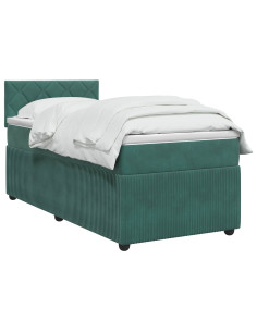 Letto box spring con materasso Verde Scuro 80 x 200 cm Velluto 2