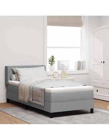 Letto a molle con testiera Grigio chiaro 200 x 100 cm Tessuto
