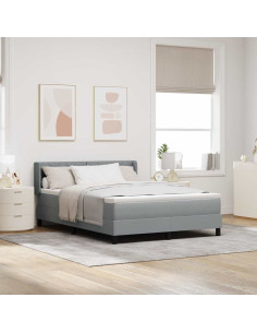 Letto a molle con testiera Grigio chiaro 200 x 140 cm Tessuto