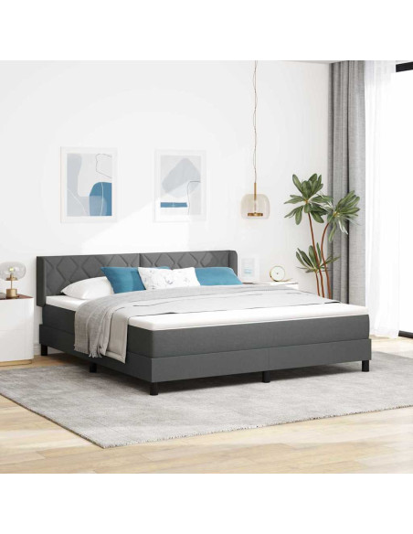Letto a molle con cuscino Grigio scuro 200 x 180 cm Tessuto