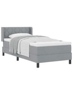 Letto a molle con testiera Grigio chiaro 200 x 100 cm Tessuto 2