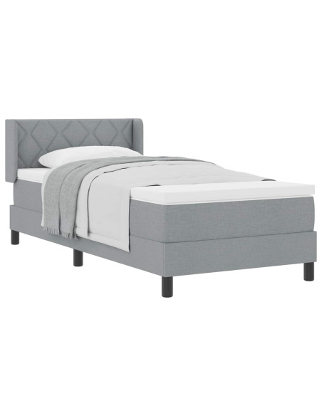 Letto a molle con testiera Grigio chiaro 200 x 100 cm Tessuto