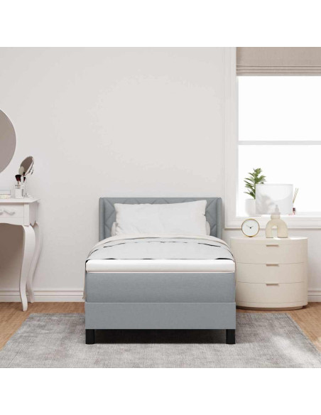 Letto a molle con testiera Grigio chiaro 200 x 100 cm Tessuto