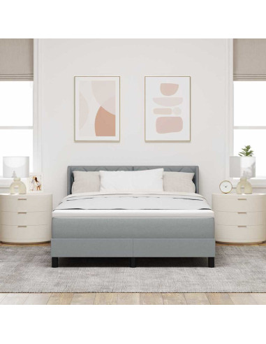 Letto a molle con testiera Grigio chiaro 190 x 140 cm Tessuto