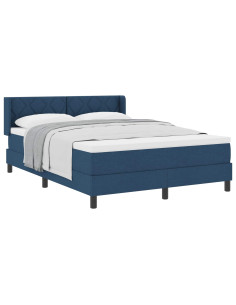 Letto a molle con testiera Blu 190 x 140 cm Tessuto 2