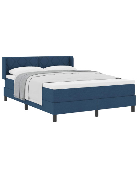 Letto a molle con testiera Blu 190 x 140 cm Tessuto