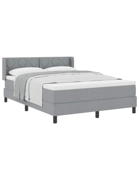 Letto a molle con testiera Grigio chiaro 200 x 140 cm Tessuto