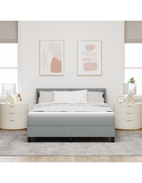 Letto a molle con testiera Grigio chiaro 200 x 140 cm Tessuto