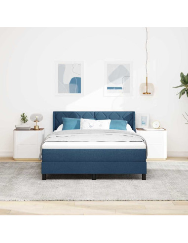 Letto a molle con testiera Blu 200 x 140 cm Tessuto