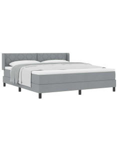Letto a molle con testiera Grigio chiaro 200 x 180 cm Tessuto 2