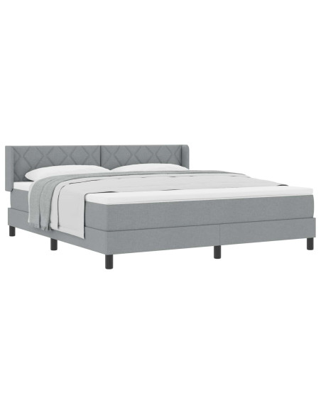 Letto a molle con testiera Grigio chiaro 200 x 180 cm Tessuto