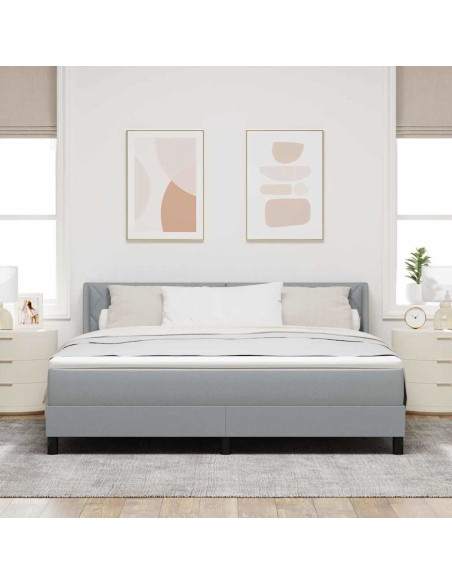 Letto a molle con testiera Grigio chiaro 200 x 180 cm Tessuto