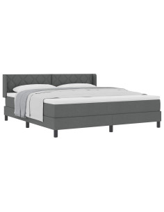 Letto a molle con cuscino Grigio scuro 200 x 180 cm Tessuto 2