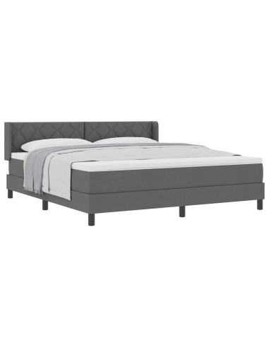 Letto a molle con cuscino Grigio scuro 200 x 180 cm Tessuto