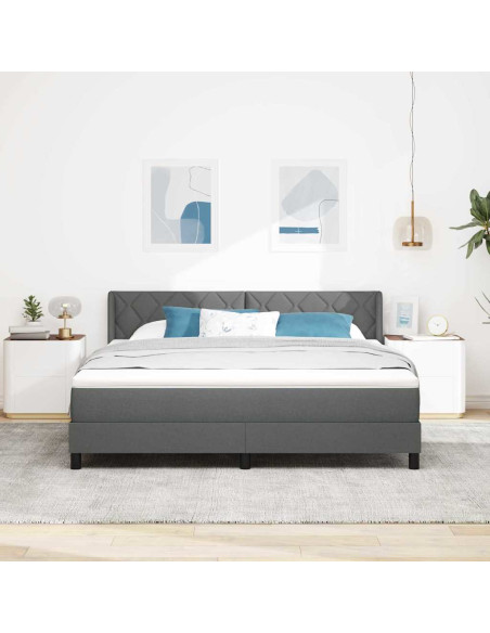 Letto a molle con cuscino Grigio scuro 200 x 180 cm Tessuto