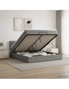 Letto Ottomano con Materasso e LED Grigio Scuro 180 x 200 cm