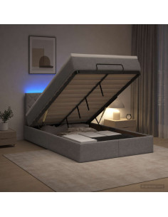 Letto Ottomano con Materasso e LED Grigio Chiaro 120 x 200 cm