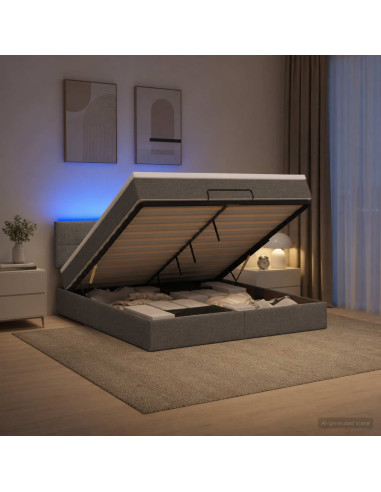 Letto Ottomano con Materasso e LED Grigio Scuro 180 x 200 cm