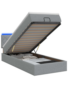 Letto Ottomano con Materasso e LED Grigio Chiaro 100 x 200 cm 2