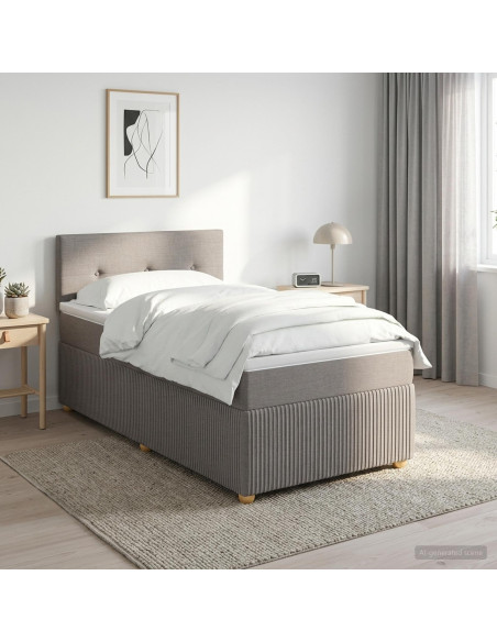 Letto box spring con materasso Tortora 90 x 200 cm Tessuto