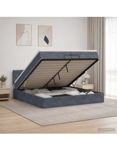 Letto ottomano con materasso Grigio Scuro 200 x 200 cm Velluto