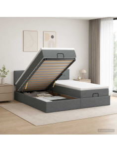 Letto ottomano con materasso 2 pz Grigio Scuro Tessuto