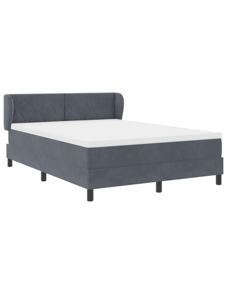 Letto a molle con testiera Grigio scuro 140 x 200 cm Velluto