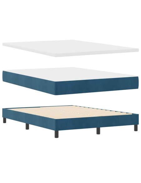 Letto a molle con testiera Blu scuro 140 x 200 cm Velluto