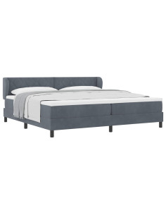 Letto a molle con testiera Grigio scuro 200 x 200 cm Velluto 2