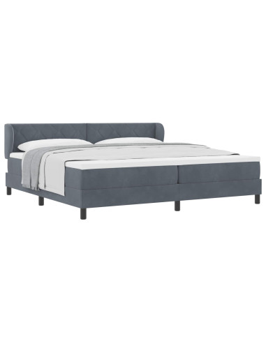 Letto a molle con testiera Grigio scuro 200 x 200 cm Velluto